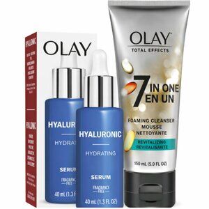 Olay Hyaluronic Hydrating Serum + Total Effects 7-in-1 Cleanser NEW